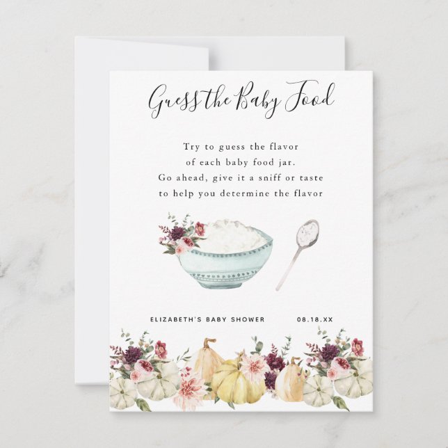 Raad het babyvoedsel | Baby Shower Spel (Voorkant)