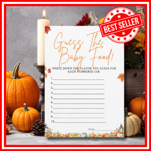 RAAD HET BABYVOEDSEL Baby Shower Spel Cute Pumpkin Kaart