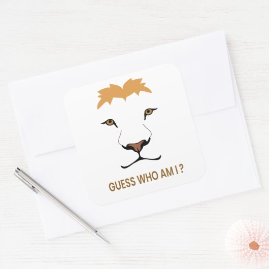 Raad het dier – Leeuw | Koning van de jungle Vierkante Sticker (Envelop)