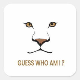 Raad het dier: Leeuwin | Minimale Koningin Vierkante Sticker