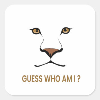 Raad het dier: Leeuwin | Minimale Koningin Vierkante Sticker