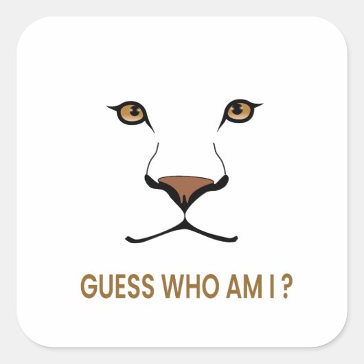 Raad het dier: Leeuwin | Minimale Koningin Vierkante Sticker (Voorkant)