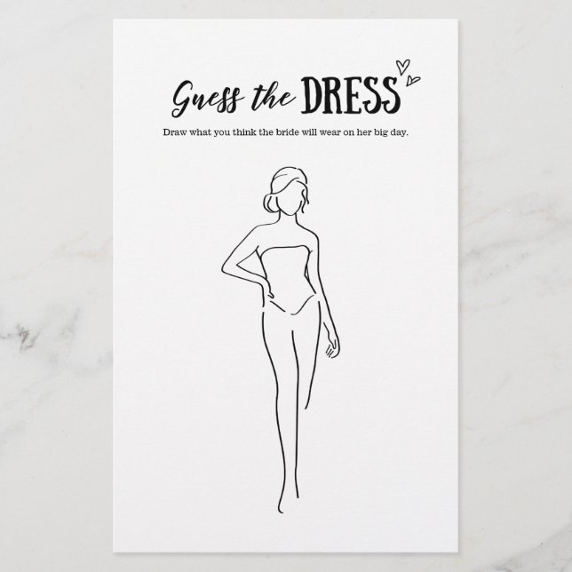 Raad het Jurk Spel voor Bruiloft of Vrijgezellenfe (Voorkant)