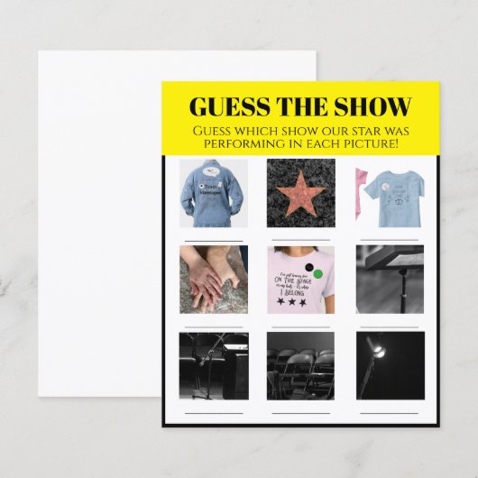 Raad het Show Gepersonaliseerde Playbill Party Gam (Voorkant / Achterkant)