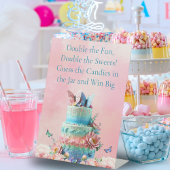 Raad het Snoepjes Vlinders Tweelingen Baby shower Reclamebord Met Voetstuk
