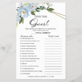 Raad het spel Gast Stofblauw Bruidsdouche Flyer (Voorkant)