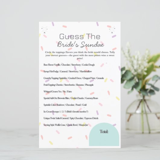 Raad het Sundae-spel van de bruid (Staand voorkant)