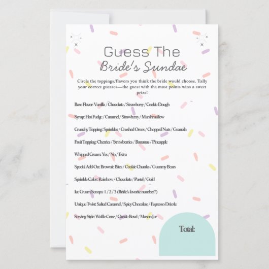 Raad het Sundae-spel van de bruid (Voorkant)