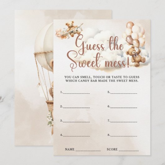 RAAD HET ZOETE ROMMEL BABY SHOWER SPEL SCHATTIGE B KAART (Voorkant / Achterkant)