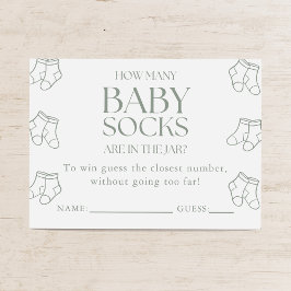 Raad hoeveel babysokjes Sage Baby Shower-spel Informatiekaartje