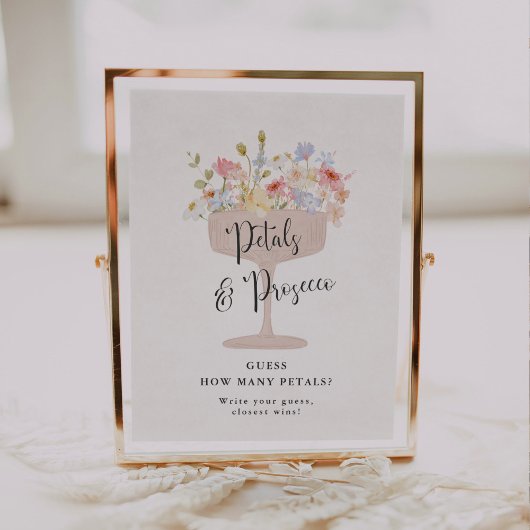Raad hoeveel bloemblaadjes bruidsfeest spel poster