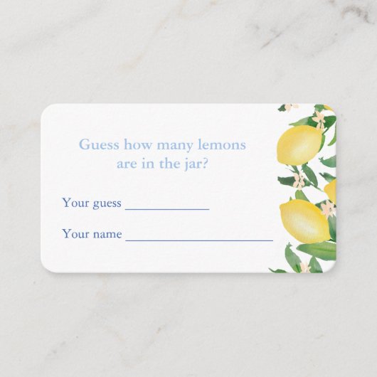 Raad hoeveel citroenen Bruiloftsfeest-spelkaart Informatiekaartje (Voorkant)