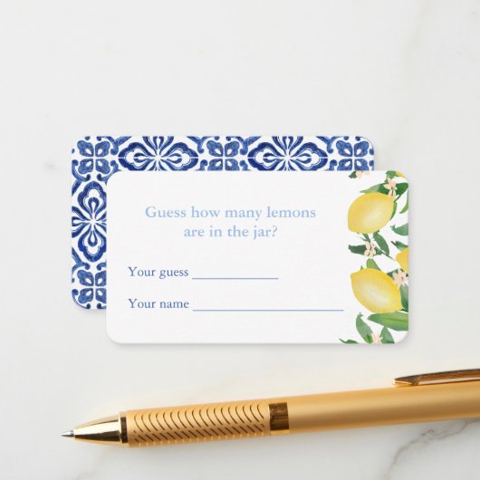Raad hoeveel citroenen Bruiloftsfeest-spelkaart Informatiekaartje (Voorkant / Achterkant in situ)