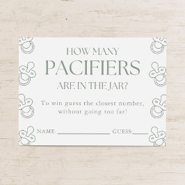 Raad hoeveel fopspenen Sage Baby Shower Spel Informatiekaartje