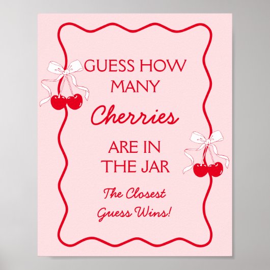 Raad Hoeveel Kersen Baby Shower Spel Poster (Voorkant)