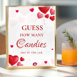 Raad hoeveel Kisses valentine Bruiloft Borrel Bord Poster