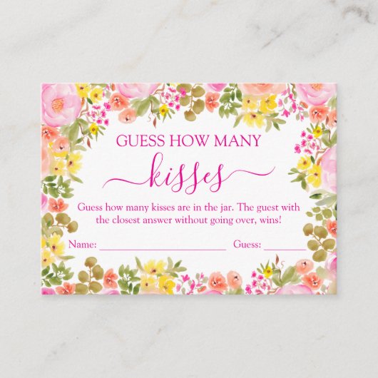 Raad hoeveel kusjes Bruiloftsspel Informatiekaartje (Voorkant)