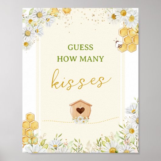 Raad Hoeveel Kusjes Bumblebee Honey Baby Shower Poster (Voorkant)