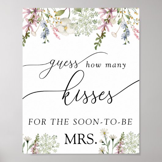 Raad hoeveel kusjes | Chic Wildflower Poster (Voorkant)