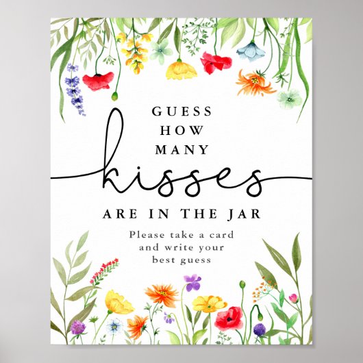 Raad hoeveel kusjes spel Kleurrijke Wilde Bloem Po Poster (Voorkant)