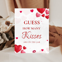 Raad hoeveel Kusjes valentine Bruiloftsfeest Sign Reclamebord Met Voetstuk