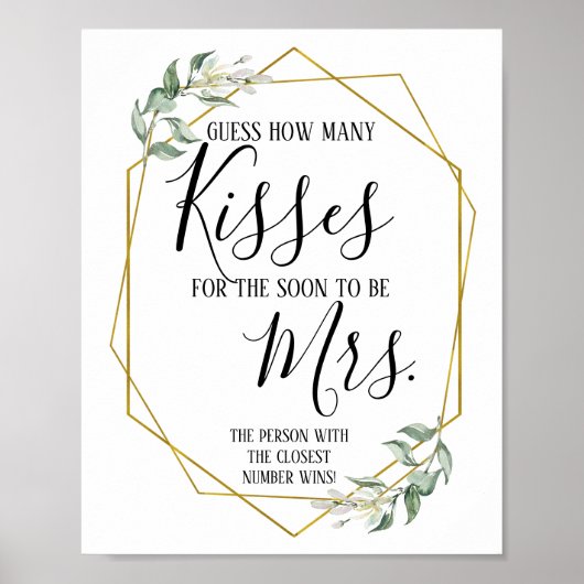 Raad hoeveel kusjes voor het bijna mevrouw bord poster (Voorkant)