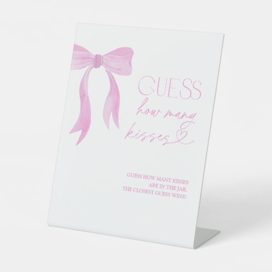 Raad hoeveel kussen Roze Strik Bruidsfeest Reclamebord Met Voetstuk (Voorkant)