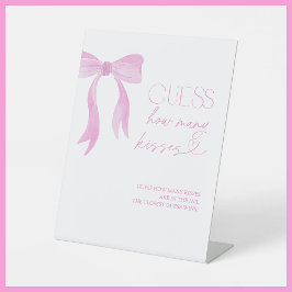 Raad hoeveel kussen Roze Strik Bruidsfeest Reclamebord Met Voetstuk