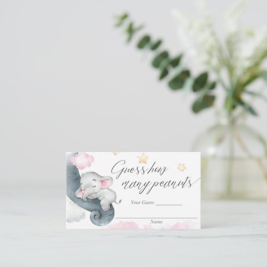 Raad hoeveel pinda's kaartjes baby shower informatiekaartje (Staand voorkant)