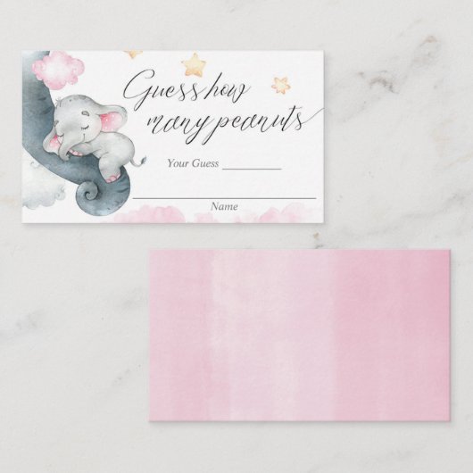 Raad hoeveel pinda's kaartjes baby shower informatiekaartje (Voorkant / Achterkant)