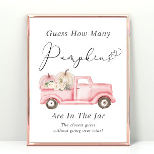 Raad hoeveel pompoenen Baby Shower Spel Poster