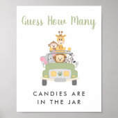 Raad hoeveel Safari Baby shower spel teken Poster (Voorkant)