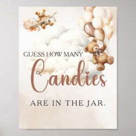 RAAD HOEVEEL SNOEPJES Beren Baby Shower Spellen Poster