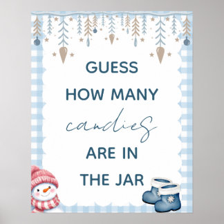 Raad Hoeveel Snoepjes Winter Baby Shower Bord Poster