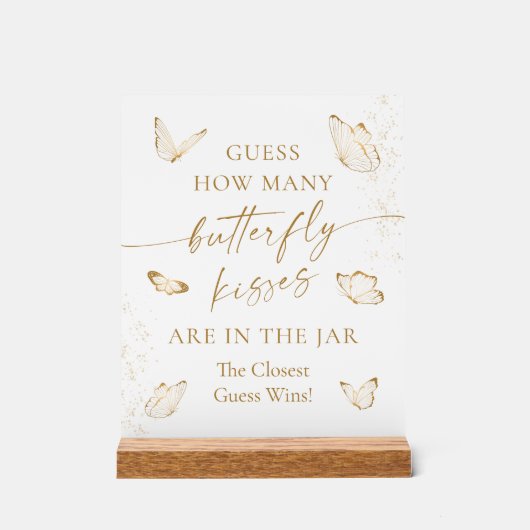 Raad hoeveel vlinderkusjes acryl bord (Voorkant)