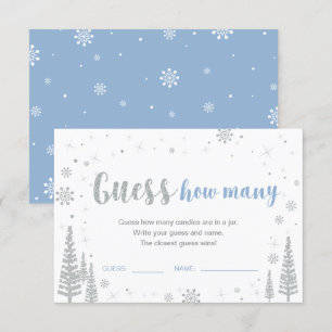 Raad Hoeveel   Winter Blauwe Baby Shower Spel Invi Kaart