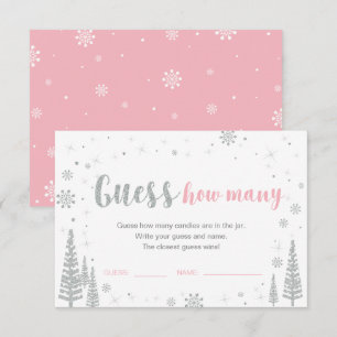 Raad Hoeveel   Winter Roze Baby Shower Spel Kaart