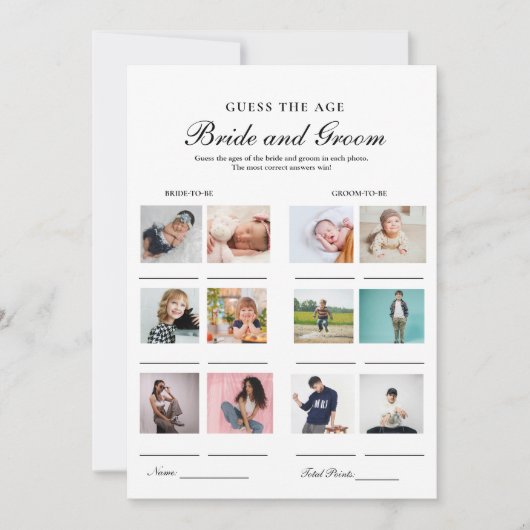 Raad hun leeftijd bruid & bruidegom douche spel Ka Aankondiging (Voorkant)