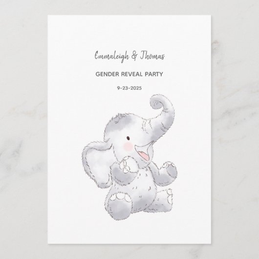 Raad hun leeftijd spel moderne babyolifant kaart (Achterkant)