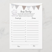 Raad hun leeftijd spel moderne babyolifant kaart (Voorkant)