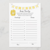 Raad hun leeftijd spel Teddy Bear Kaart (Voorkant)