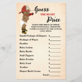 Raad Juiste Prijs AA Brandweerman Baby shower Game Flyer (Voorkant)