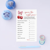 Raad Juiste Prijs Cherry Coquette Baby shower Game Flyer (Enkel)