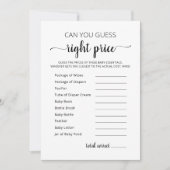 Raad juiste prijs spel Baby shower partij Kaart (Voorkant)