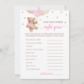 Raad Juiste Prijs Spel Baby shower Teddy Bear Kaar Kaart (Voorkant)
