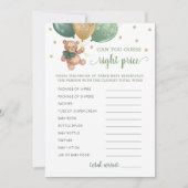 Raad Juiste Prijs Spel Baby shower Teddy Bear Kaar Kaart (Voorkant)