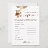 Raad Juiste Prijs Spel Baby shower Teddy Bear Kaar Kaart (Voorkant)