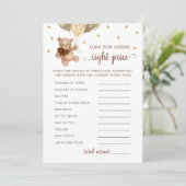 Raad Juiste Prijs Spel Baby shower Teddy Bear Kaar Kaart (Staand voorkant)