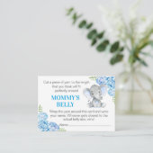 Raad mama's buik spel Kaart olifant Baby shower (Staand voorkant)
