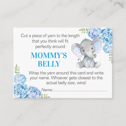 Raad mama's buik spel Kaart olifant Baby shower (Voorkant)